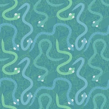 Cartoon animals seamless snake pattern for wrapping and kids new 2025 year Stockillustratie