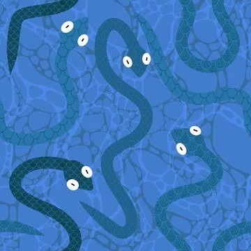 Cartoon animals seamless snake pattern for wrapping and kids new 2025 year 스톡 일러스트