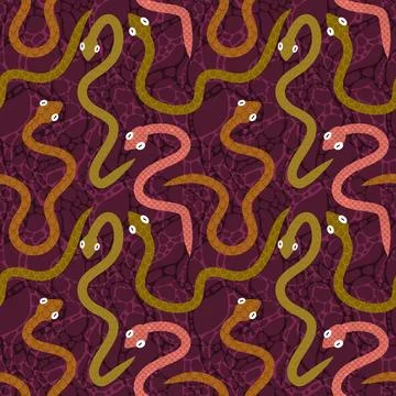 Cartoon animals seamless snake pattern for wrapping and kids new 2025 year 스톡 일러스트