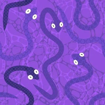 Cartoon animals seamless snake pattern for wrapping and kids new 2025 year Stock Illustration