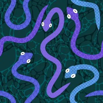 Cartoon animals seamless snake pattern for wrapping and kids new 2025 year 스톡 일러스트