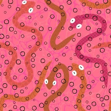 Cartoon animals seamless snake pattern for wrapping and kids new 2025 year 스톡 일러스트