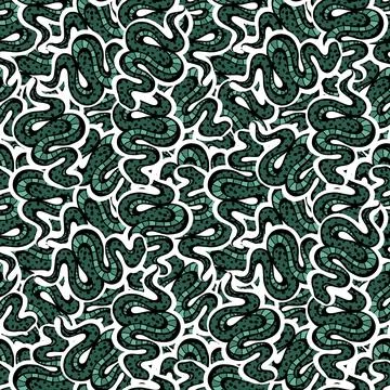 Cartoon animals seamless snake pattern for wrapping and kids new 2025 year Stock Illustration