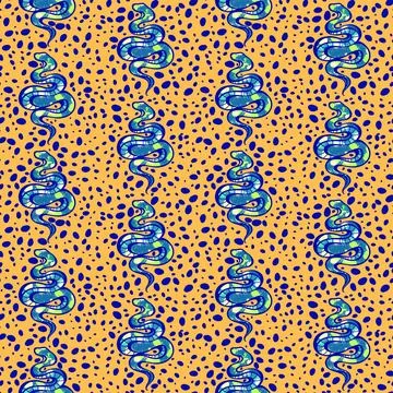 Cartoon animals seamless snake pattern for wrapping and kids new 2025 year 스톡 일러스트