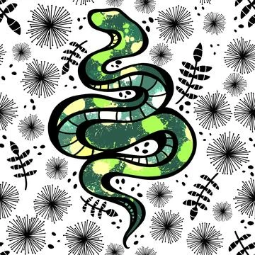Cartoon animals seamless snake pattern for wrapping and kids new 2025 year 库存插图