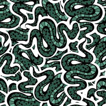 Cartoon animals seamless snake pattern for wrapping and kids new 2025 year Stock Illustration