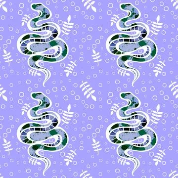 Cartoon animals seamless snake pattern for wrapping and kids new 2025 year 스톡 일러스트