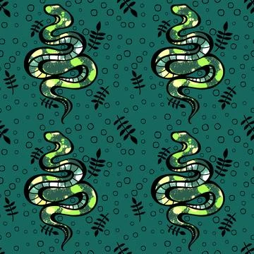 Cartoon animals seamless snake pattern for wrapping and kids new 2025 year Stock Illustration