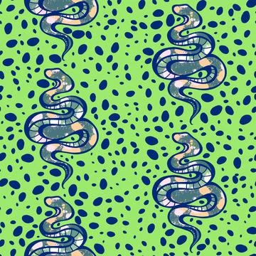 Cartoon animals seamless snake pattern for wrapping and kids new 2025 year イラスト素材