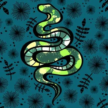 Cartoon animals seamless snake pattern for wrapping and kids new 2025 year イラスト素材