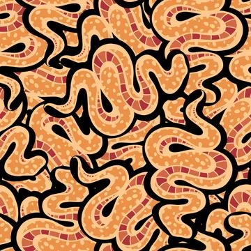 Cartoon animals seamless snake pattern for wrapping and kids new 2025 year Stock Illustration