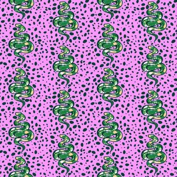 Cartoon animals seamless snake pattern for wrapping and kids new 2025 year 스톡 일러스트