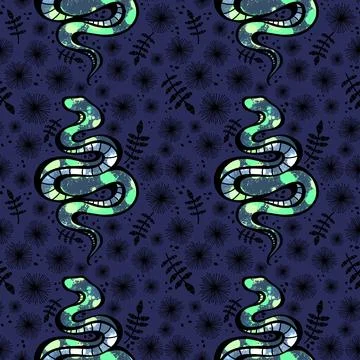 Cartoon animals seamless snake pattern for wrapping and kids new 2025 year 库存插图