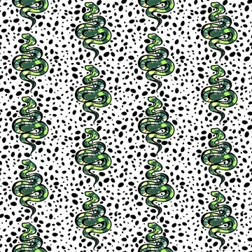 Cartoon animals seamless snake pattern for wrapping and kids new 2025 year 库存插图