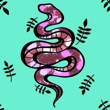 Cartoon animals seamless snake pattern for wrapping and kids new 2025 year イラスト素材