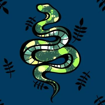 Cartoon animals seamless snake pattern for wrapping and kids new 2025 year Stockillustratie