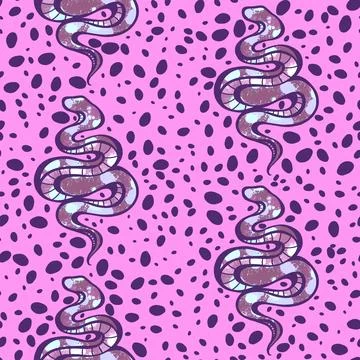 Cartoon animals seamless snake pattern for wrapping and kids new 2025 year 库存插图