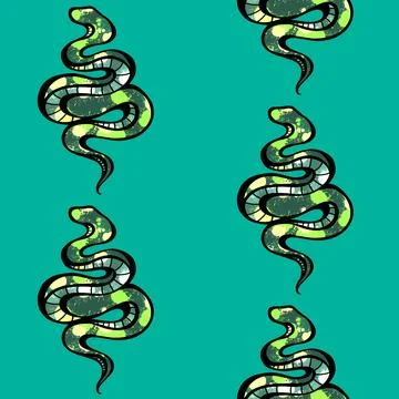 Cartoon animals seamless snake pattern for wrapping and kids new 2025 year Stockillustratie