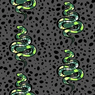 Cartoon animals seamless snake pattern for wrapping and kids new 2025 year 库存插图