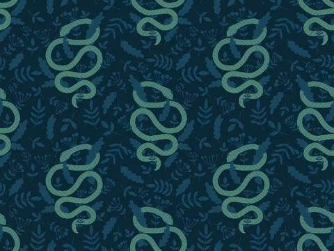 Cartoon animals seamless snake pattern for wrapping and kids new 2025 year Stockillustratie