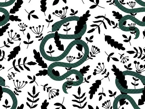 Cartoon animals seamless snake pattern for wrapping and kids new 2025 year Stock Illustration