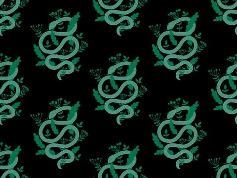 Cartoon animals seamless snake pattern for wrapping and kids new 2025 year Stock Illustration