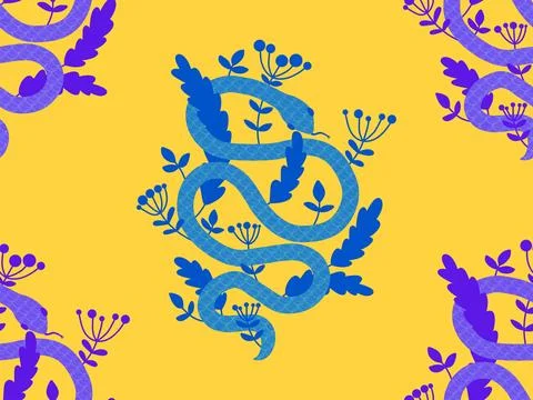 Cartoon animals seamless snake pattern for wrapping and kids new 2025 year イラスト素材