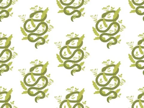 Cartoon animals seamless snake pattern for wrapping and kids new 2025 year Illustrazione stock