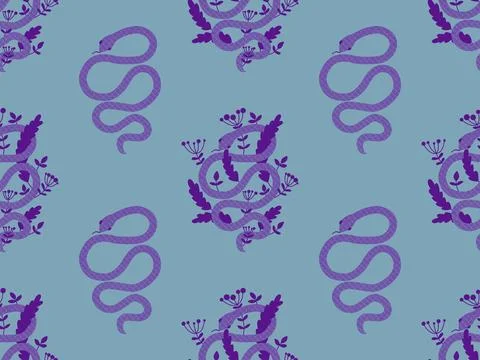 Cartoon animals seamless snake pattern for wrapping and kids new 2025 year Stock Illustration