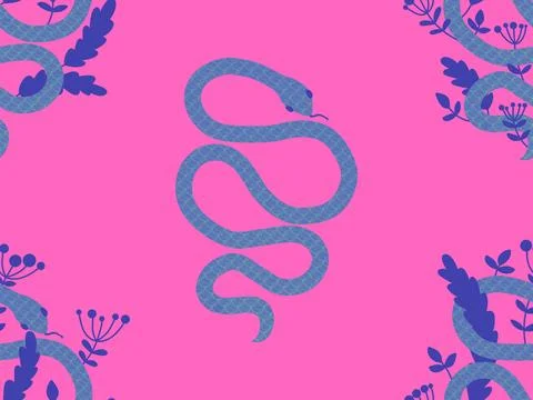 Cartoon animals seamless snake pattern for wrapping and kids new 2025 year Stockillustratie