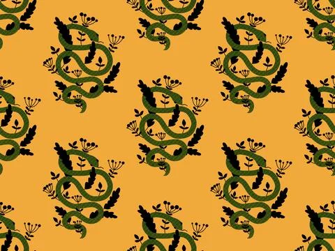 Cartoon animals seamless snake pattern for wrapping and kids new 2025 year 库存插图