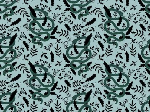 Cartoon animals seamless snake pattern for wrapping and kids new 2025 year Stockillustratie