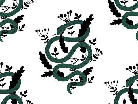 Cartoon animals seamless snake pattern for wrapping and kids new 2025 year イラスト素材