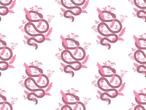 Cartoon animals seamless snake pattern for wrapping and kids new 2025 year 스톡 일러스트