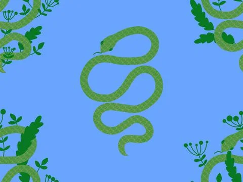 Cartoon animals seamless snake pattern for wrapping and kids new 2025 year 库存插图