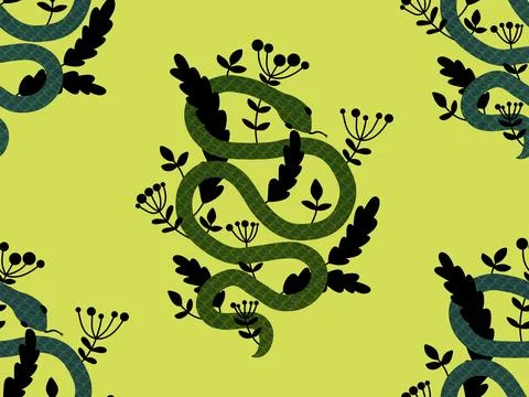 Cartoon animals seamless snake pattern for wrapping and kids new 2025 year Illustrazione stock