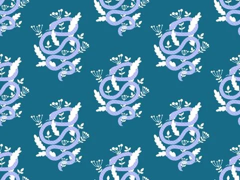 Cartoon animals seamless snake pattern for wrapping and kids new 2025 year 스톡 일러스트