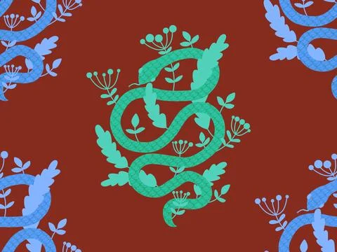 Cartoon animals seamless snake pattern for wrapping and kids new 2025 year Illustrazione stock