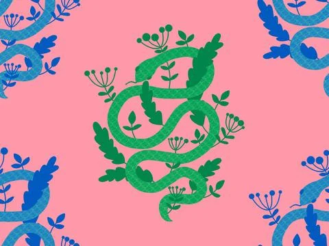 Cartoon animals seamless snake pattern for wrapping and kids new 2025 year イラスト素材