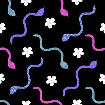 Cartoon animals seamless snake pattern for wrapping and kids new 2025 year Stock Illustration