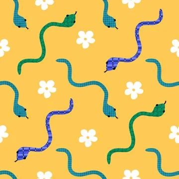 Cartoon animals seamless snake pattern for wrapping and kids new 2025 year イラスト素材