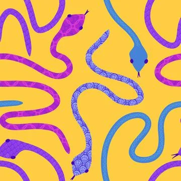 Cartoon animals seamless snake pattern for wrapping and kids new 2025 year イラスト素材