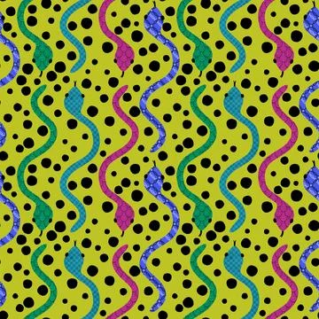 Cartoon animals seamless snake pattern for wrapping and kids new 2025 year Illustrazione stock