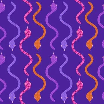 Cartoon animals seamless snake pattern for wrapping and kids new 2025 year Illustrazione stock