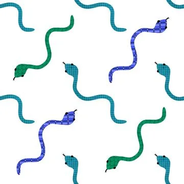 Cartoon animals seamless snake pattern for wrapping and kids new 2025 year Stock Illustration