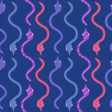 Cartoon animals seamless snake pattern for wrapping and kids new 2025 year イラスト素材