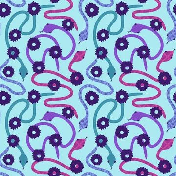 Cartoon animals seamless snake pattern for wrapping and kids new 2025 year イラスト素材