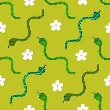 Cartoon animals seamless snake pattern for wrapping and kids new 2025 year 스톡 일러스트