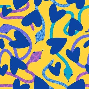 Cartoon animals seamless snake pattern for wrapping and kids new 2025 year イラスト素材