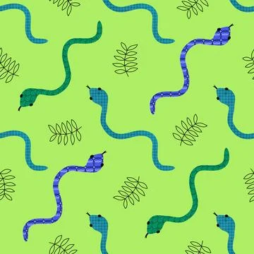 Cartoon animals seamless snake pattern for wrapping and kids new 2025 year 스톡 일러스트